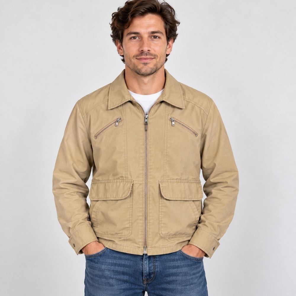 London Fog Mens Vintage Tan Harrington Jacket Removable Faux Fur Liner Size 42 R